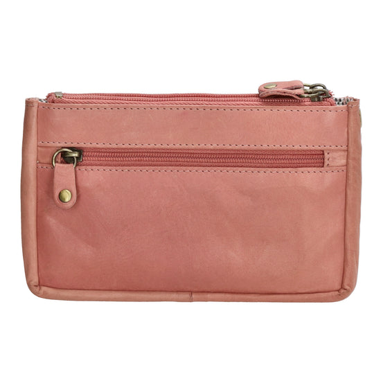 Schlüsseletui 15x9,5cm in Hellrosa aus Leder mit Spiegel - leder-accessoires.com