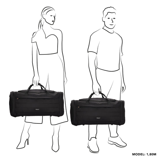 Reisetasche 75 x 35cm in Schwarz mit Seitentaschen - leder-accessoires.com
