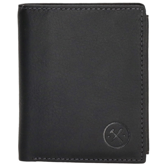 Geldbörse Hochformat 8 x 10,5cm in Schwarz aus Leder mit Riegel innen - leder-accessoires.com