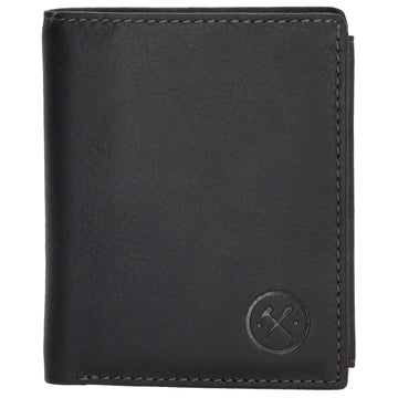 Geldbörse Hochformat 8 x 10,5cm in Schwarz aus Leder mit Riegel innen