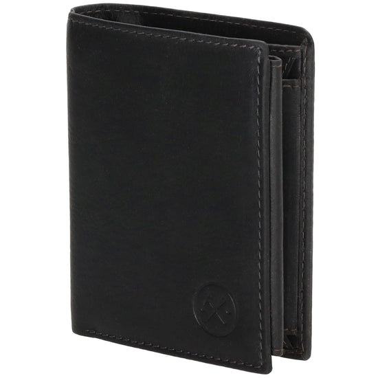 Geldbörse Hochformat 8 x 10,5cm in Schwarz aus Leder mit Riegel innen - leder-accessoires.com