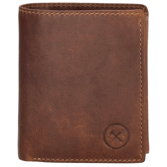 Geldbörse Hochformat 8 x 10,5cm in Cognac aus Leder mit Riegel innen - leder-accessoires.com