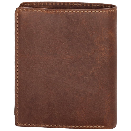 Geldbörse Hochformat 8 x 10,5cm in Cognac aus Leder mit Riegel innen - leder-accessoires.com