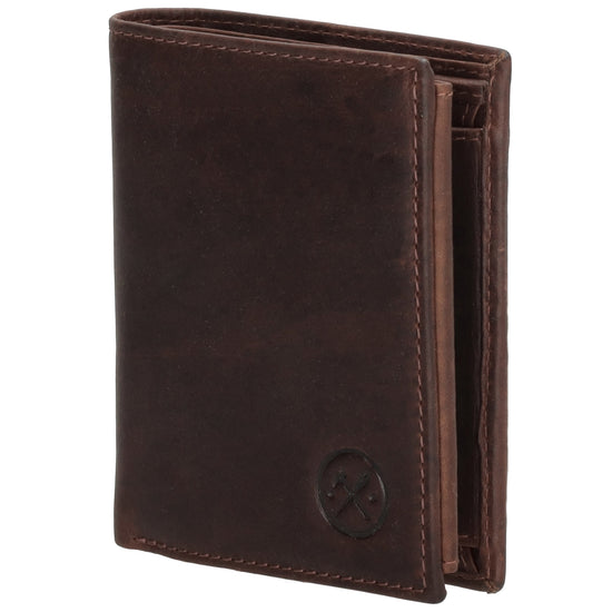 Geldbörse Hochformat 8 x 10,5cm in Braun aus Leder mit Riegel innen - leder-accessoires.com