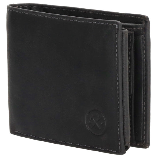 Geldbörse Querformat 8,5x10cm in Schwarz mit Riegel innen aus Leder - leder-accessoires.com