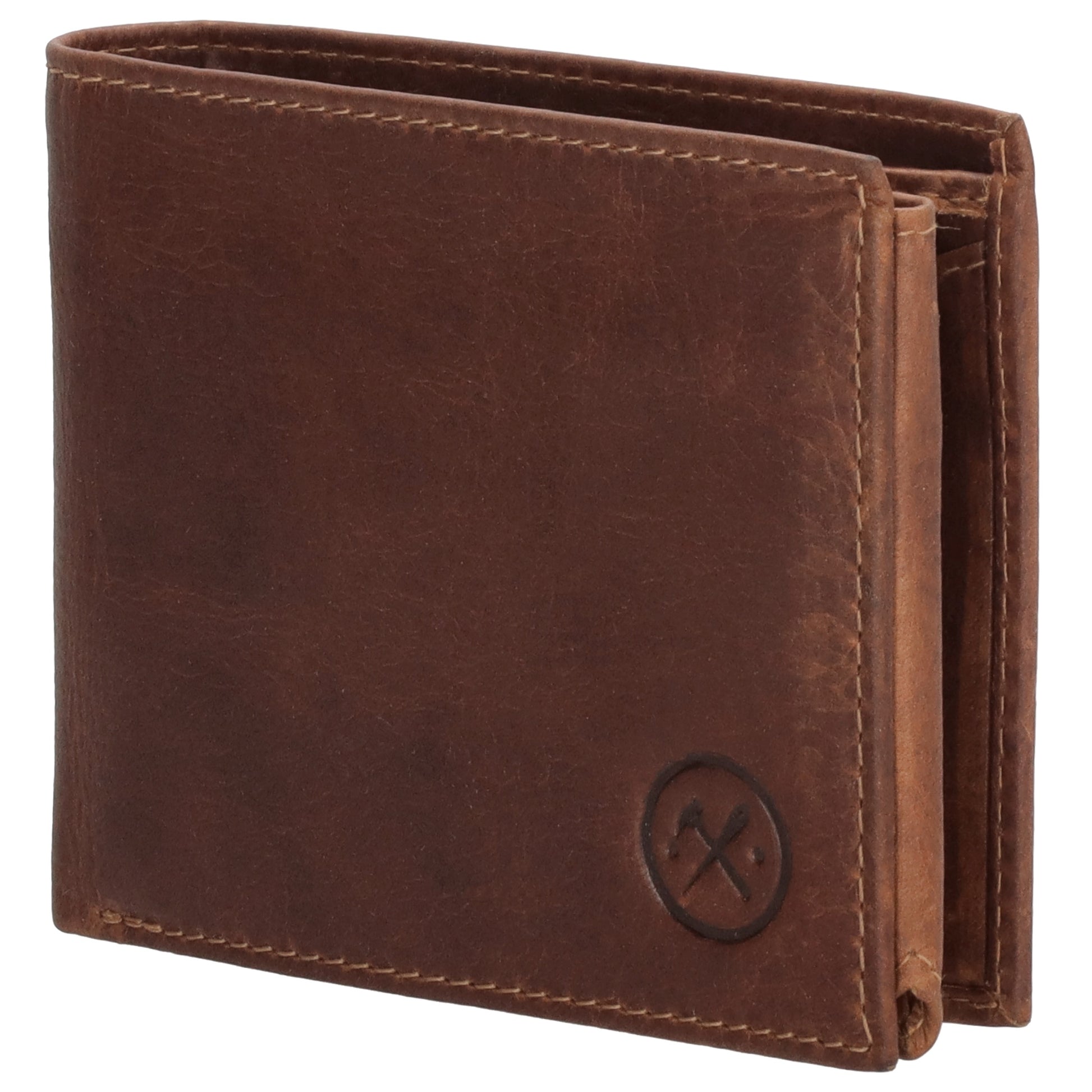 Geldbörse Querformat 8,5x10cm in Cognac mit Riegel innen aus Leder - leder-accessoires.com