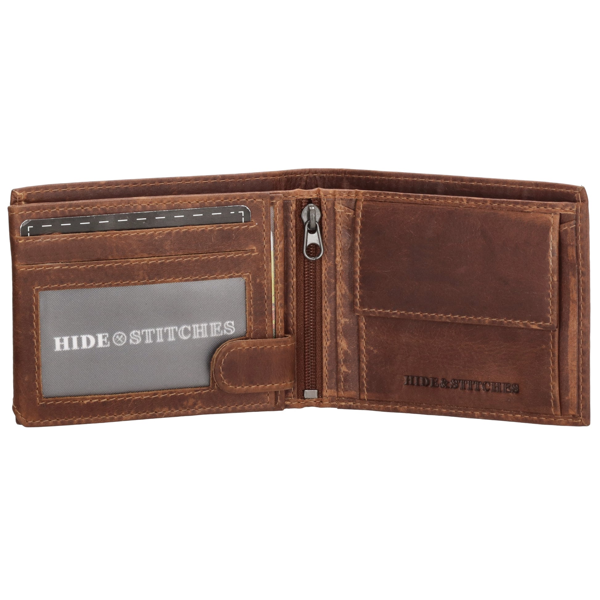 Geldbörse Querformat 8,5x10cm in Cognac mit Riegel innen aus Leder - leder-accessoires.com