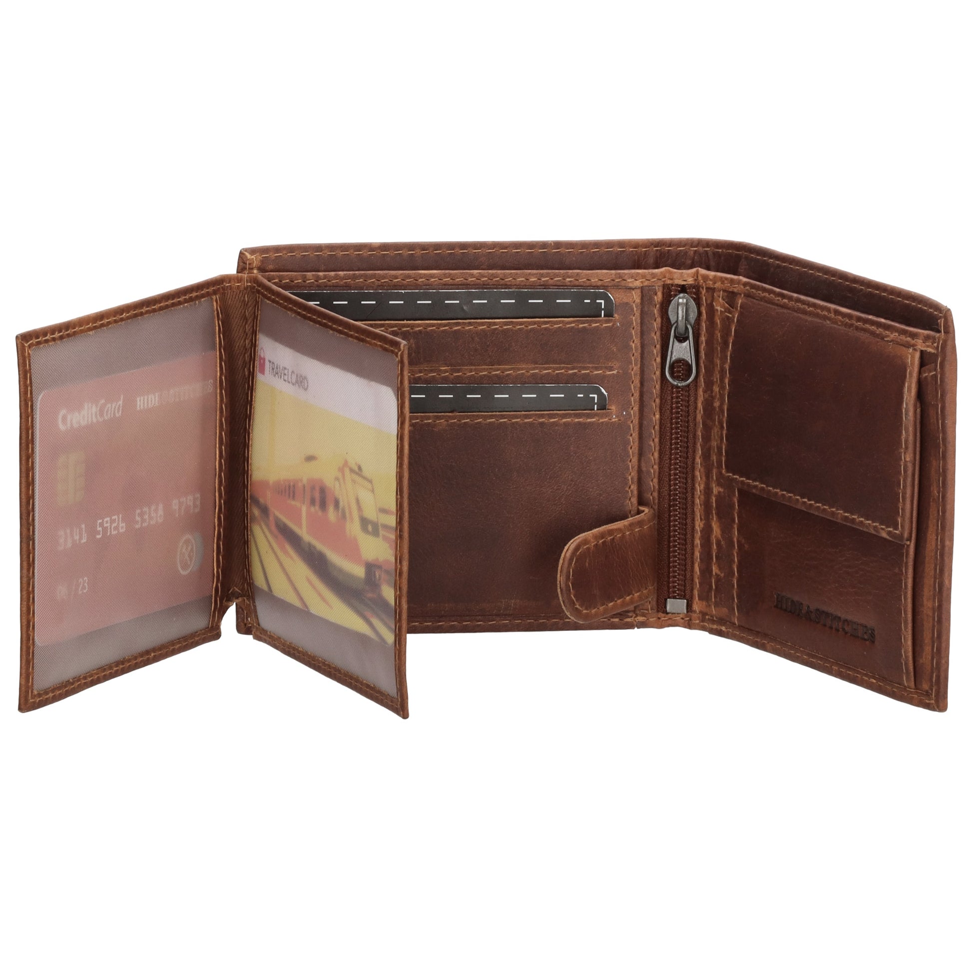 Geldbörse Querformat 10 x 8,5cm in Cognac aus Leder - leder-accessoires.com