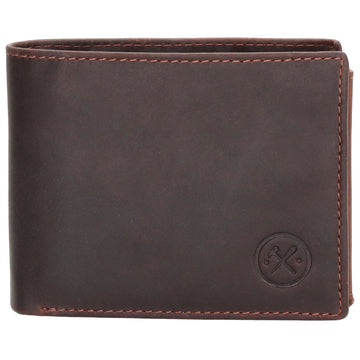 Geldbörse Querformat 8,5x10cm in Braun mit Riegel innen aus Leder - leder-accessoires.com