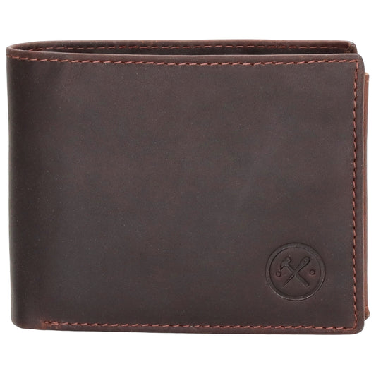 Geldbörse Querformat 8,5x10cm in Braun mit Riegel innen aus Leder - leder-accessoires.com