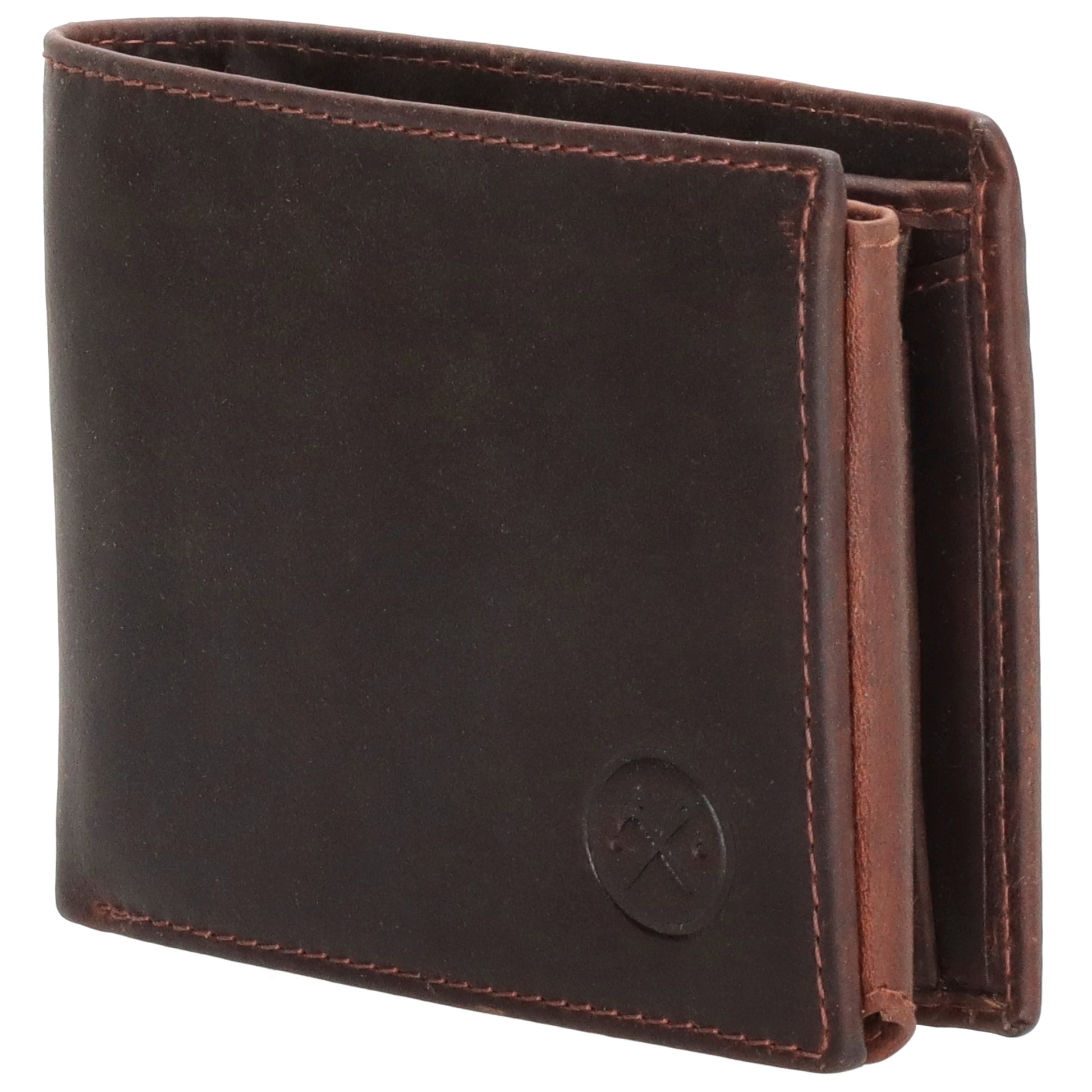 Geldbörse Querformat 8,5x10cm in Braun mit Riegel innen aus Leder - leder-accessoires.com