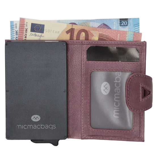Kartenetui| Safty Wallet 10x7cm in Flieder mit RFID-Schutz - leder-accessoires.com