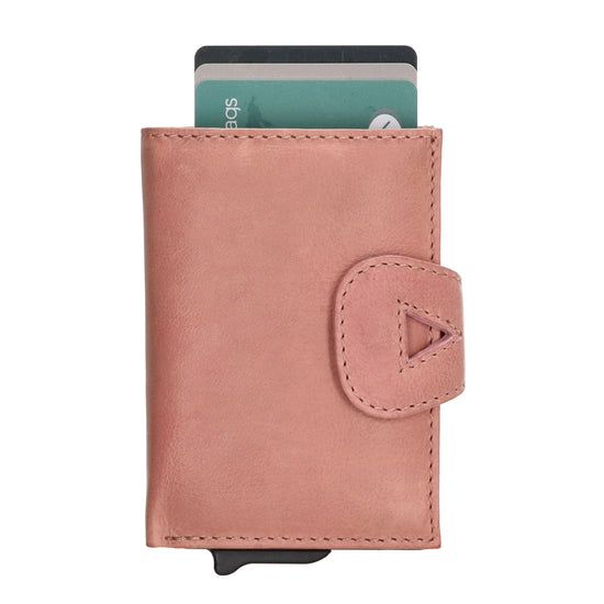 Kartenetui| Safty Wallet 10x7cm in Altrosa mit RFID-Schutz - leder-accessoires.com