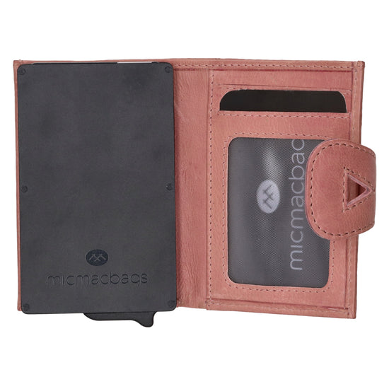 Kartenetui| Safty Wallet 10x7cm in Altrosa mit RFID-Schutz - leder-accessoires.com