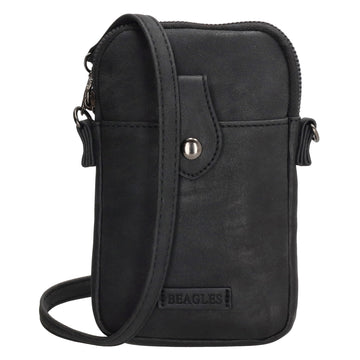 Handytasche Kunstleder 17x11cm in Schwarz mit Reißverschluss