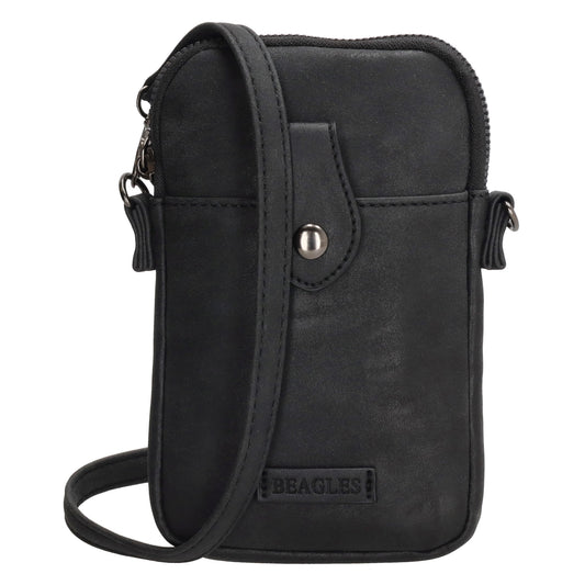 Handytasche Kunstleder 17x11cm in Schwarz mit Reißverschluss