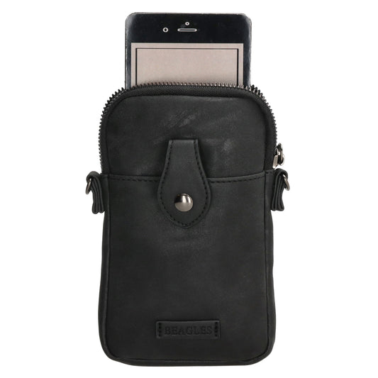 Handytasche Kunstleder 17x11cm in Schwarz mit Reißverschluss
