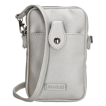 Handytasche Kunstleder 17x11cm in Silber mit Reißverschluss
