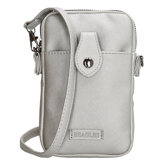 Handytasche Kunstleder 17x11cm in Silber mit Reißverschluss