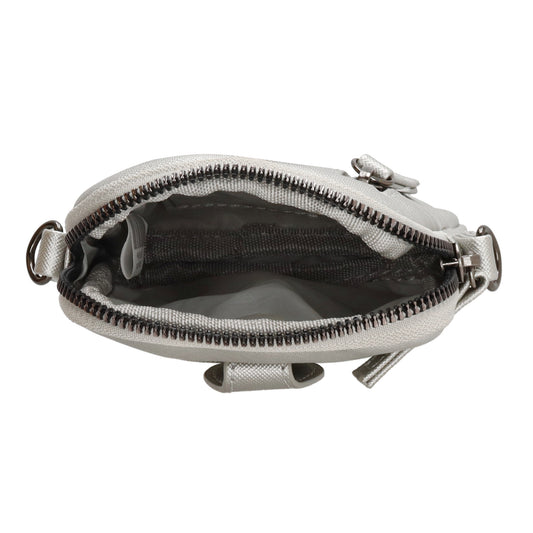 Handytasche Kunstleder 17x11cm in Silber mit Reißverschluss