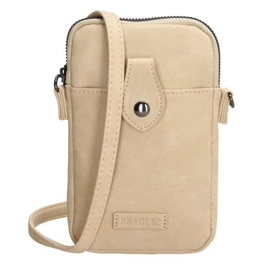 Handytasche Kunstleder 17x11cm in Helltaupe mit Reißverschluss