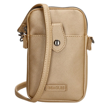 Handytasche Kunstleder 17x11cm in Gold mit Reißverschluss