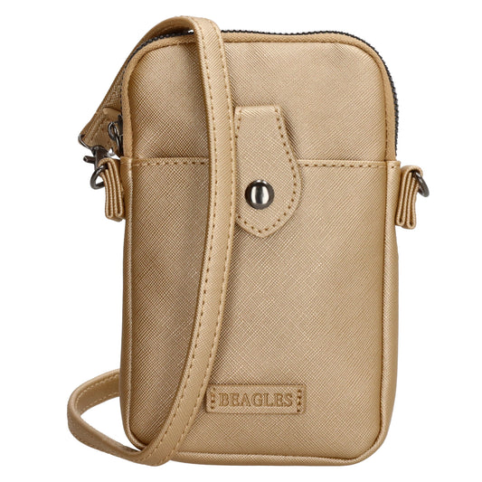Handytasche Kunstleder 17x11cm in Gold mit Reißverschluss