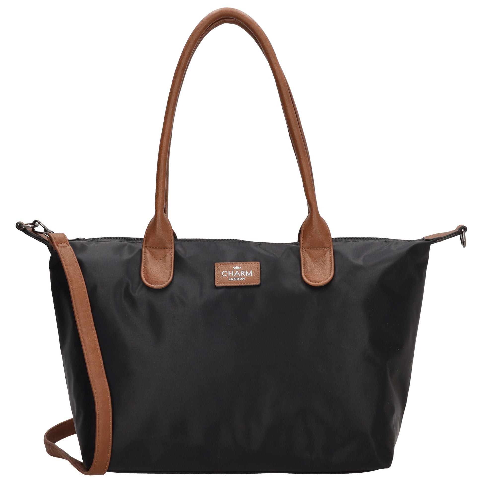 Schultertasche 42x25cm in Schwarz aus Nylon - leder-accessoires.com