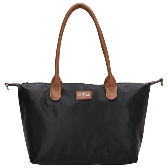 Schultertasche 42x25cm in Schwarz aus Nylon - leder-accessoires.com