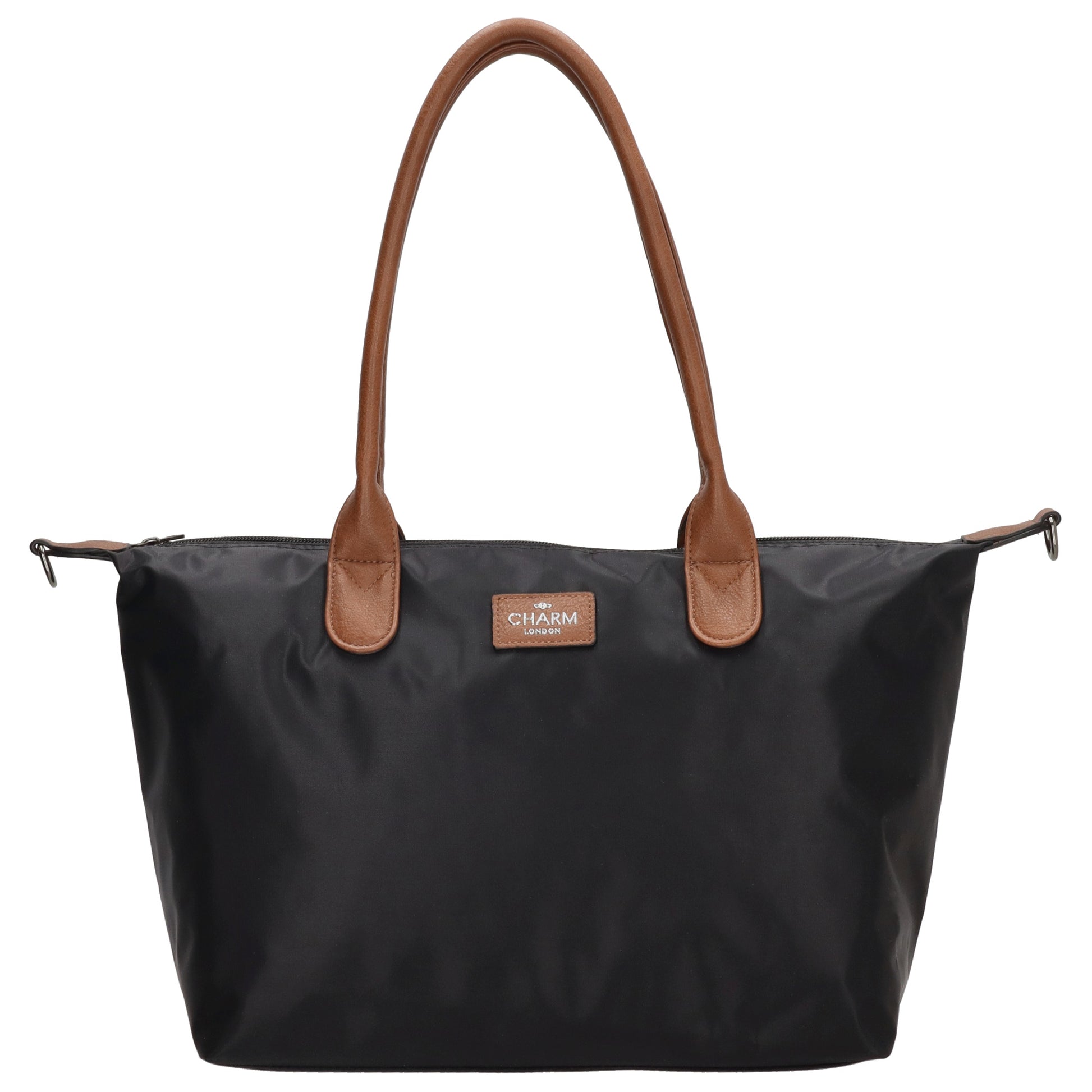 Schultertasche 42x25cm in Schwarz aus Nylon - leder-accessoires.com