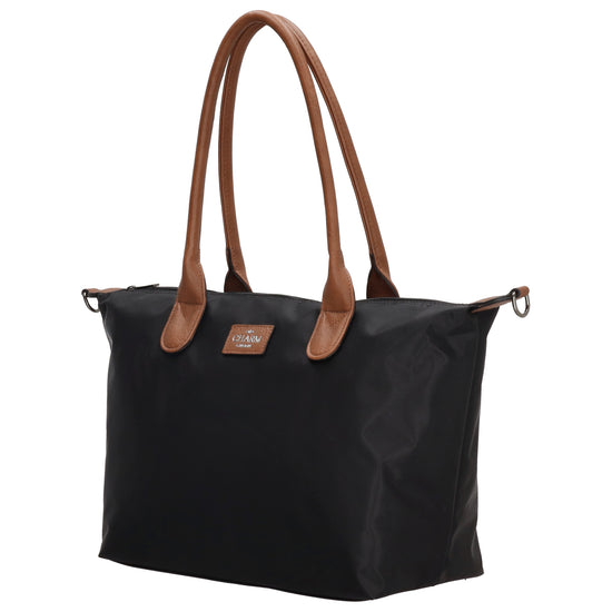 Schultertasche 42x25cm in Schwarz aus Nylon - leder-accessoires.com