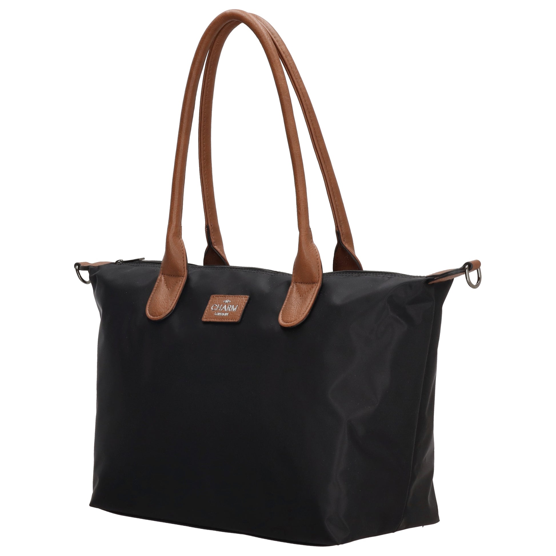 Schultertasche 42x25cm in Schwarz aus Nylon - leder-accessoires.com