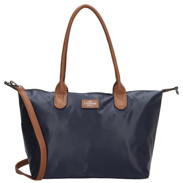Schultertasche 42x25cm in Blau|Marine aus Nylon - leder-accessoires.com