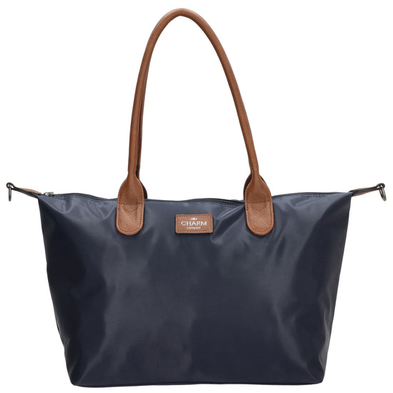 Schultertasche 42x25cm in Blau|Marine aus Nylon - leder-accessoires.com