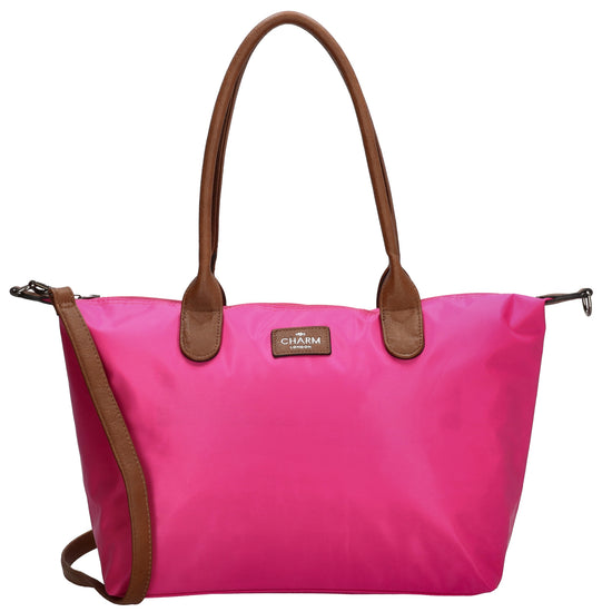 Schultertasche 42x25cm in Pink|Rosa aus Nylon - leder-accessoires.com