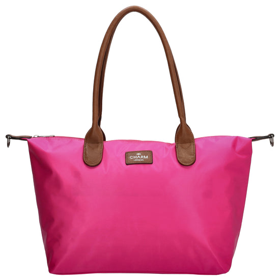 Schultertasche 42x25cm in Pink|Rosa aus Nylon - leder-accessoires.com