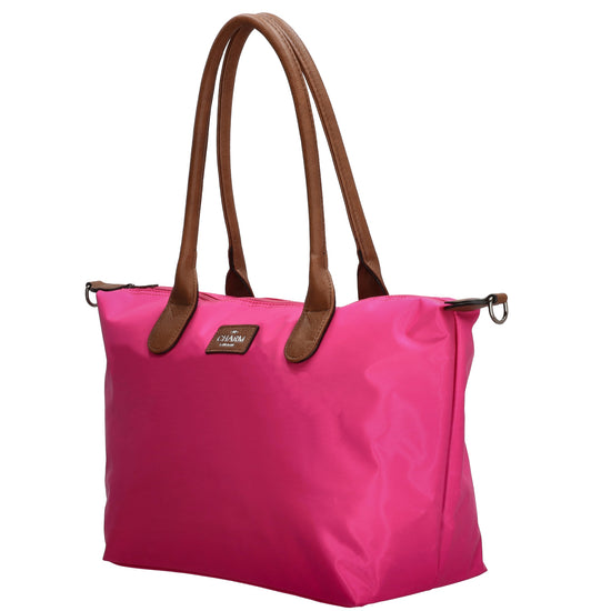 Schultertasche 42x25cm in Pink|Rosa aus Nylon - leder-accessoires.com
