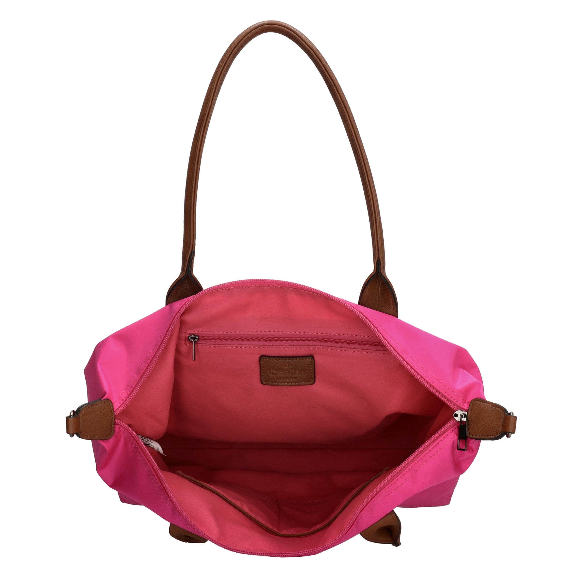 Schultertasche 42x25cm in Pink|Rosa aus Nylon - leder-accessoires.com