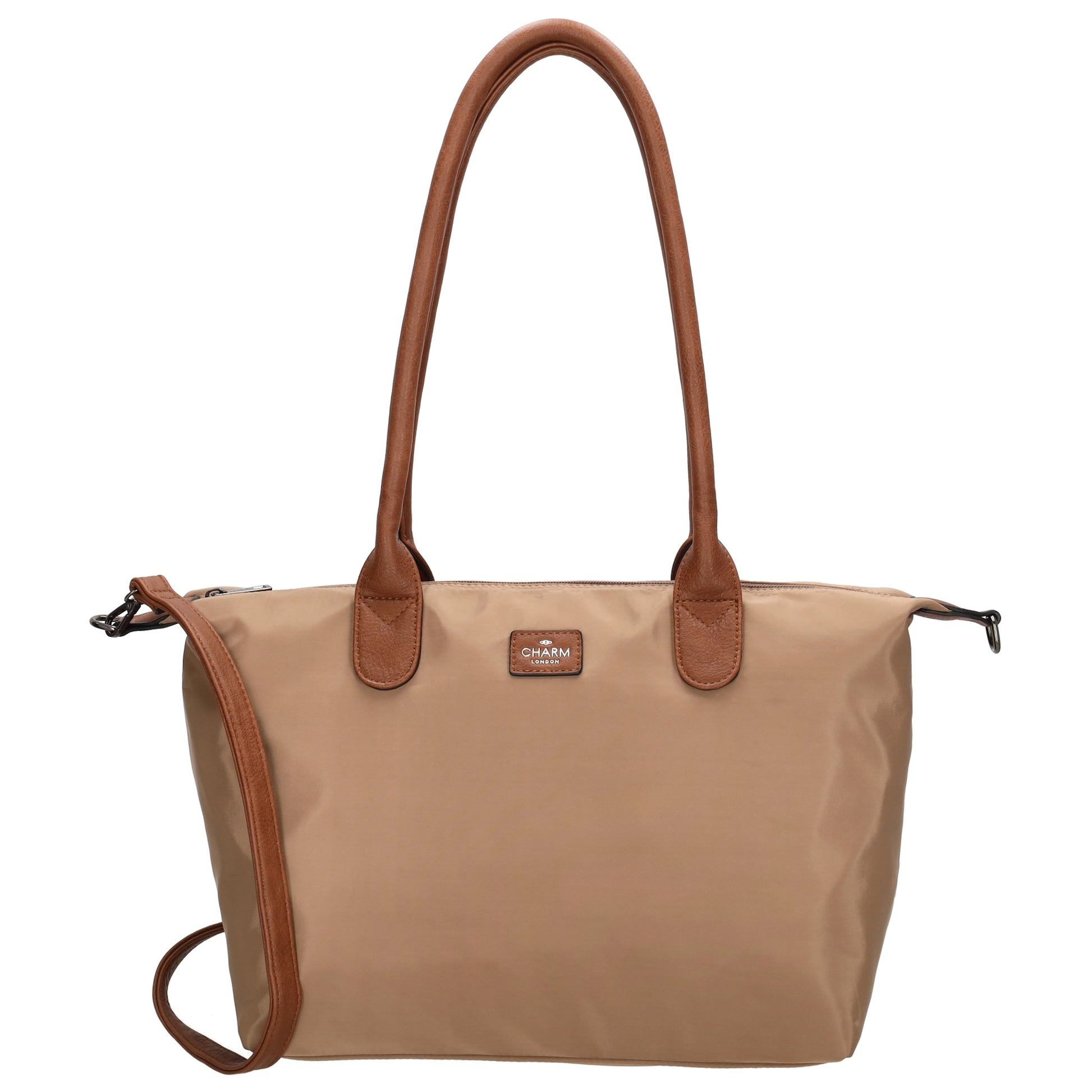 Schultertasche 42x25cm in Taupe aus Nylon - leder-accessoires.com