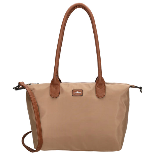 Schultertasche 42x25cm in Taupe aus Nylon - leder-accessoires.com