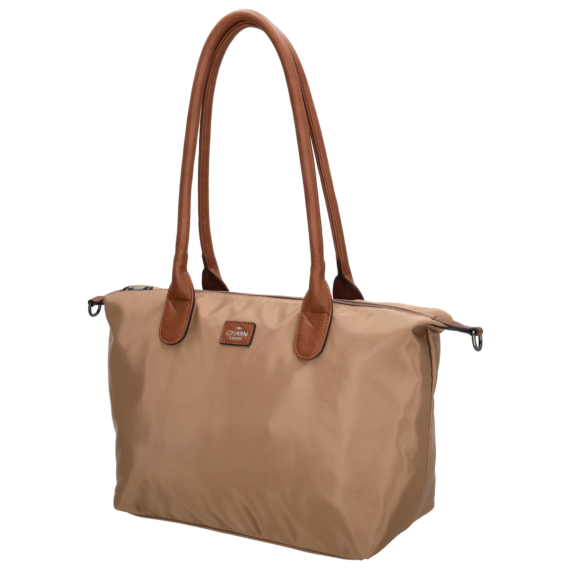 Schultertasche 42x25cm in Taupe aus Nylon - leder-accessoires.com