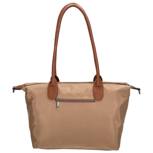 Schultertasche 42x25cm in Taupe aus Nylon - leder-accessoires.com