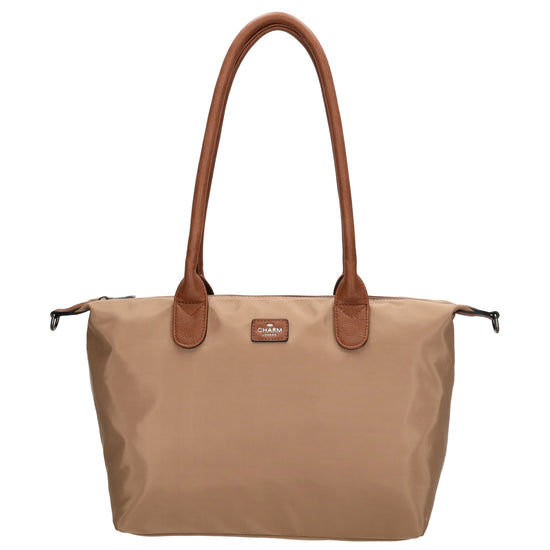 Schultertasche 42x25cm in Taupe aus Nylon - leder-accessoires.com