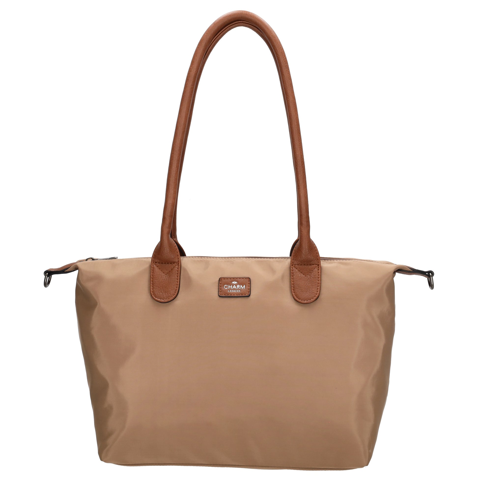 Schultertasche 42x25cm in Taupe aus Nylon - leder-accessoires.com