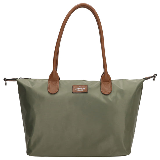 Schultertasche 42x25cm in Oliv aus Nylon - leder-accessoires.com