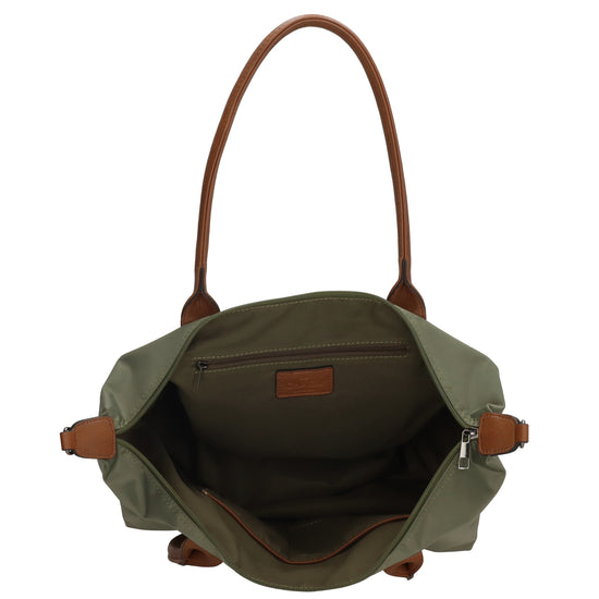 Schultertasche 42x25cm in Oliv aus Nylon - leder-accessoires.com