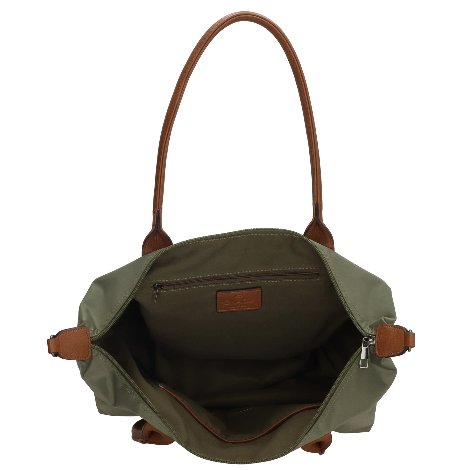 Schultertasche 42x25cm in Oliv aus Nylon - leder-accessoires.com