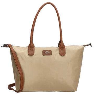 Schultertasche 42x25cm in Sand aus Nylon - leder-accessoires.com
