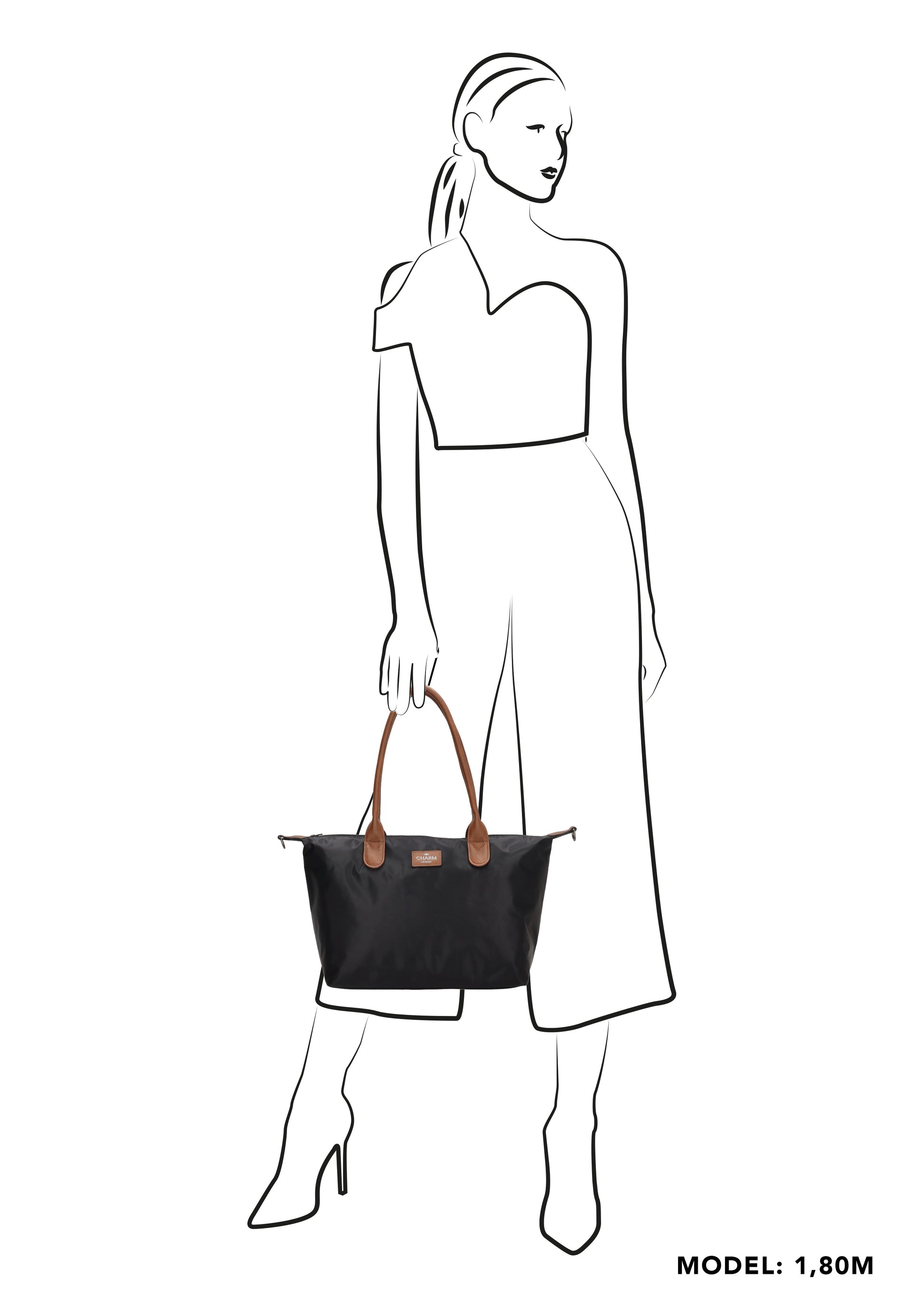 Schultertasche 42x25cm in Sand aus Nylon - leder-accessoires.com