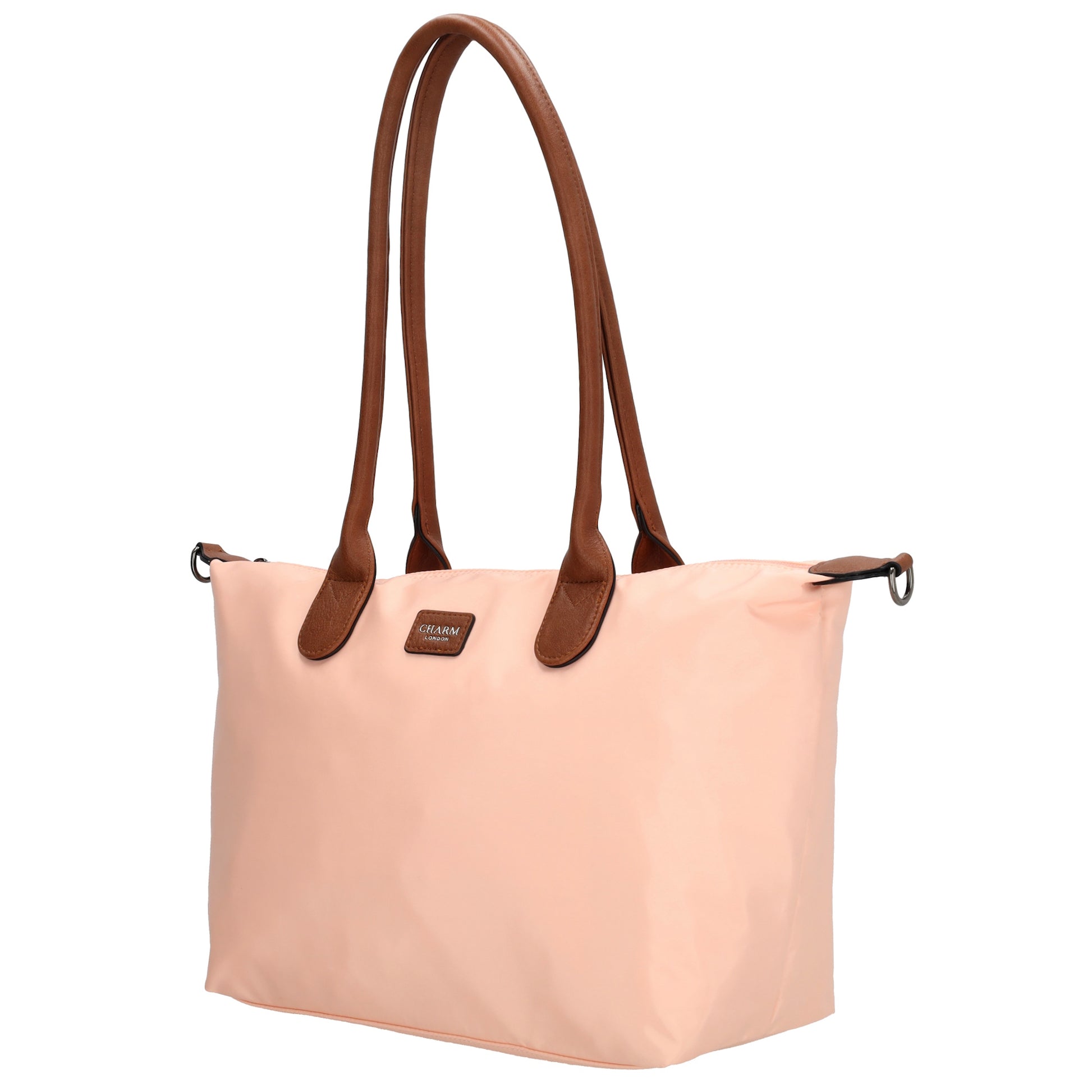 Schultertasche 42x25cm in Hellrosa|Nude aus Nylon - leder-accessoires.com